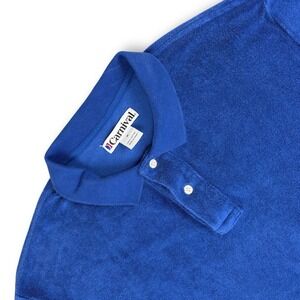 Carnival Polo Shirt Mens M Blue Classic Relaxed Fit Short Sleeve Terry Cloth